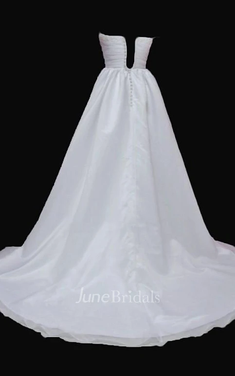 Strapped Organza Satin Weddig Dress With Flower