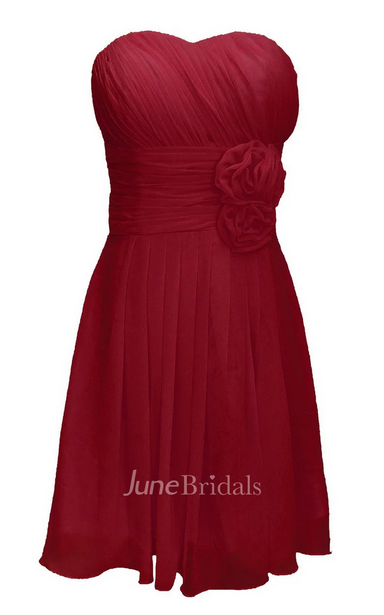 Delicate Sweetheart Short Dress With Floral Band