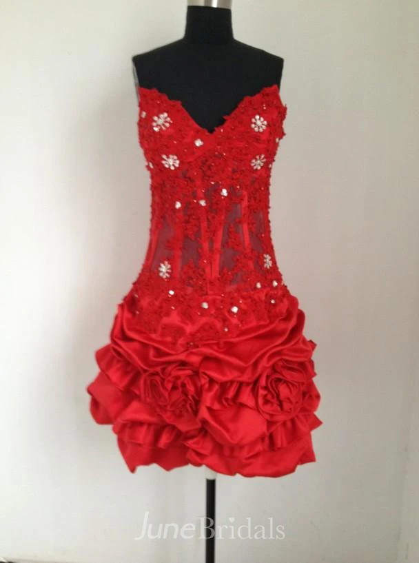 Custom Made New Sexy Strapless Lace Chiffon Sheath With Jacket