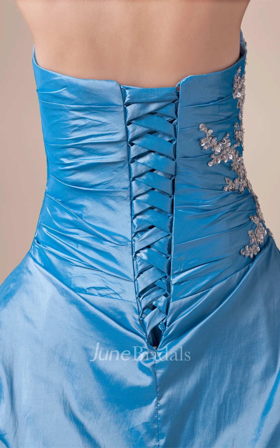 Strapless Pick-Up Ball Gown with Pleats and Appliques