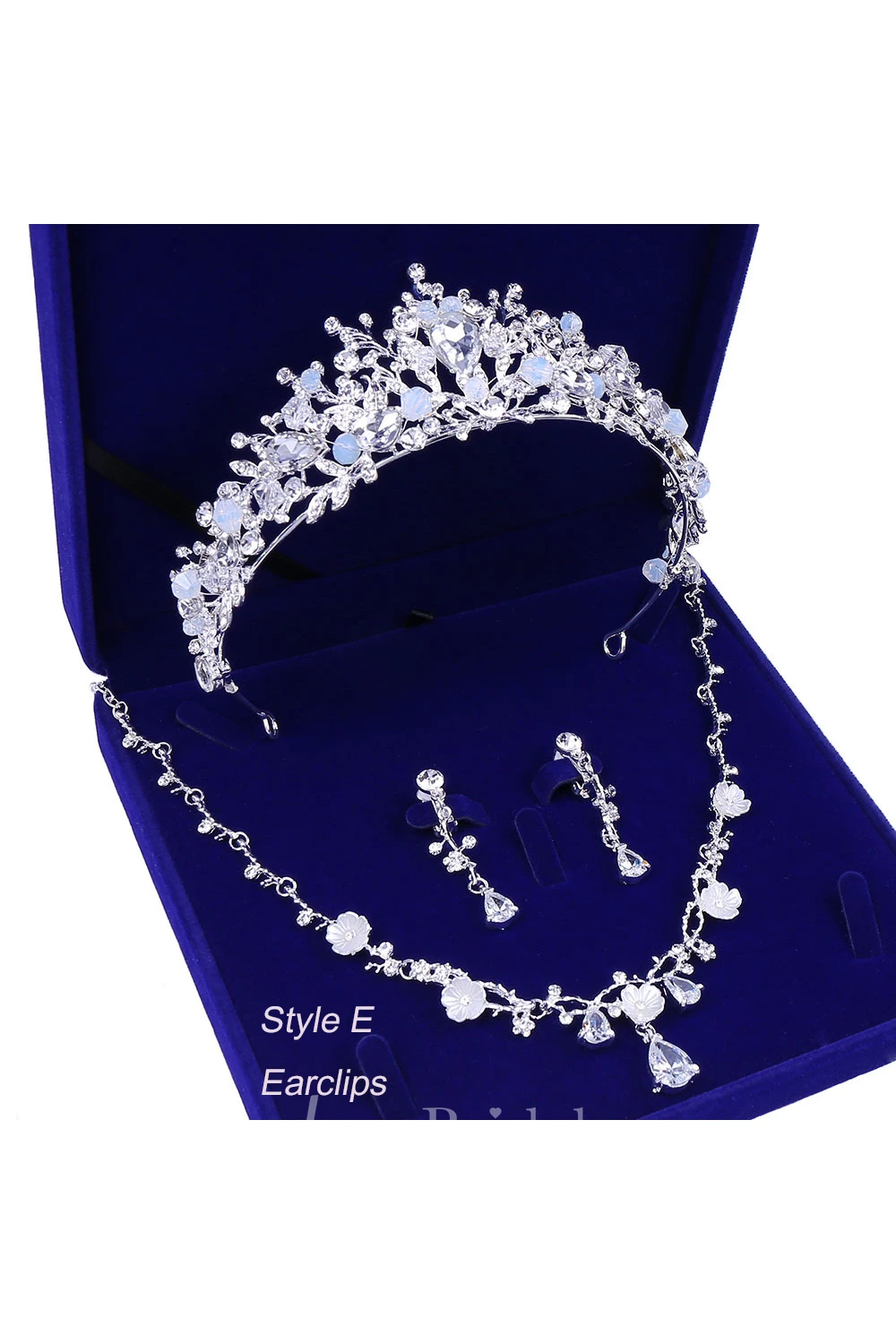 Bridal Accessory-Crown Necklace Earrings/Earclips Set