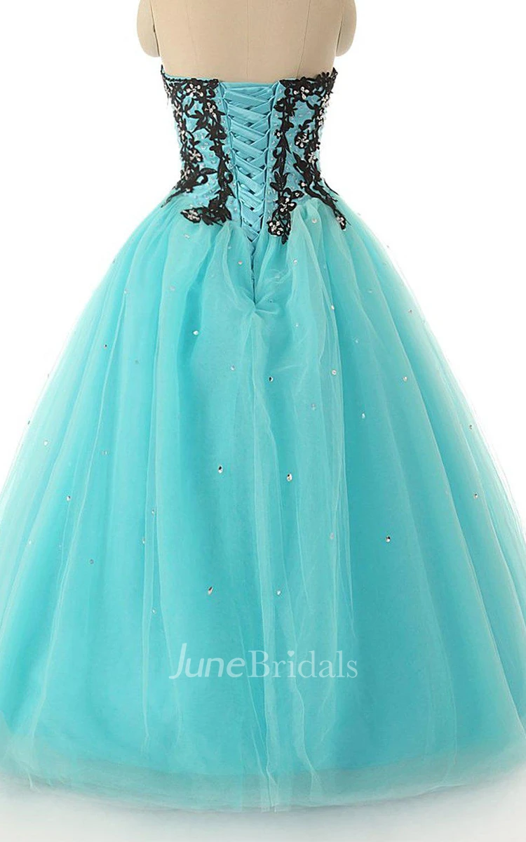 Sweetheart A-line Ball Gown With Appliques and Beadings