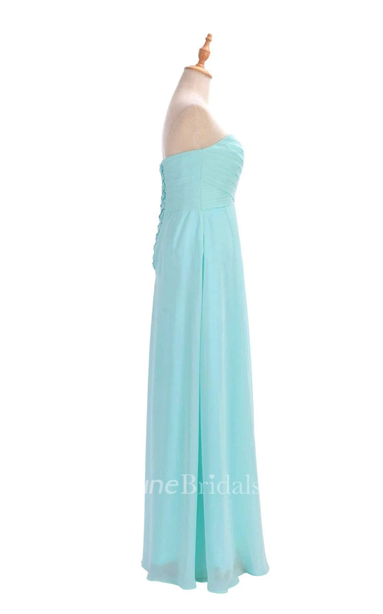 Strapless Ruched A-line Gown With Lace-up Back