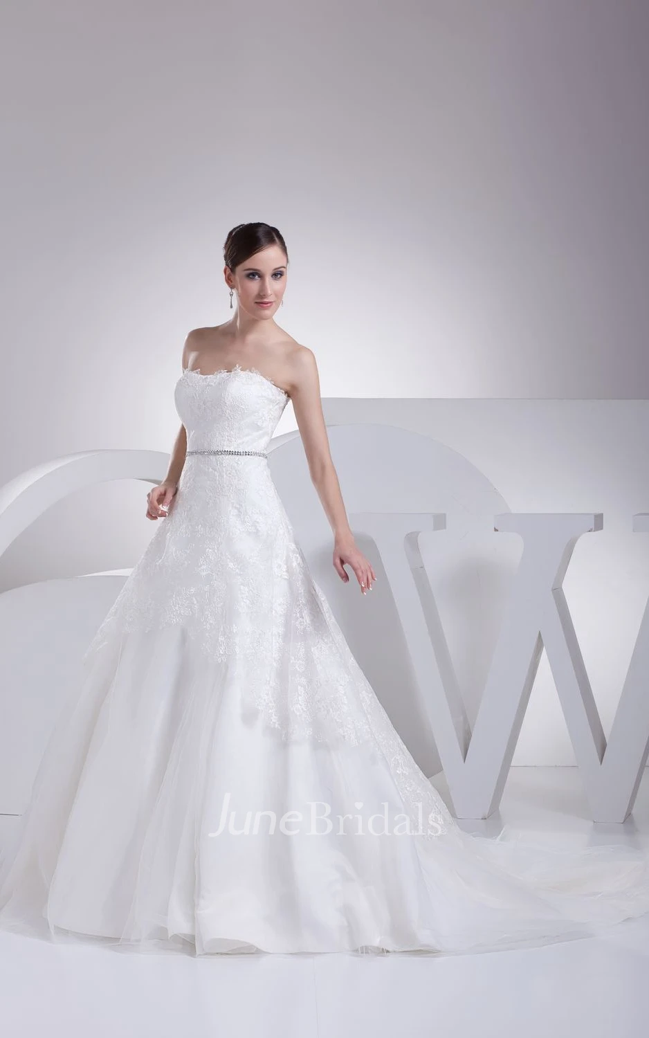 Sweetheart Appliqued A-Line Dress With Beading and Corset Back