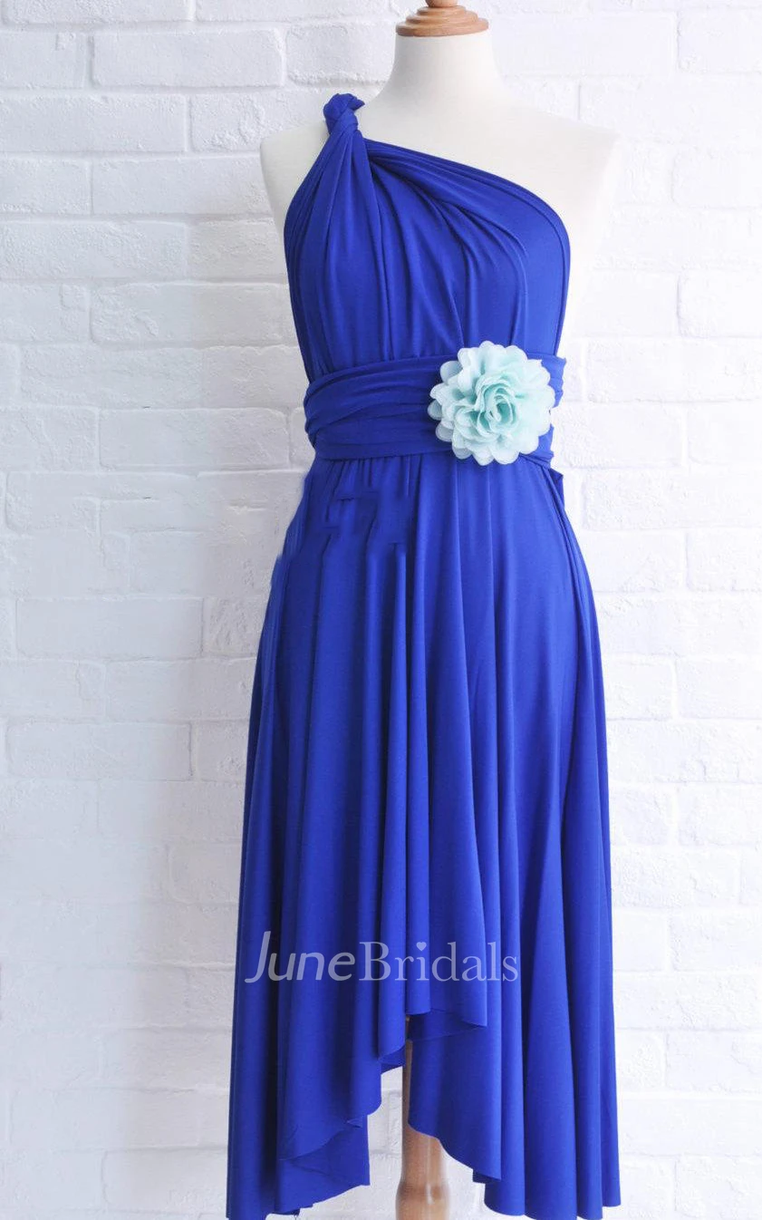 Infinity Royal Blue Knee Length Wrap Convertible Dress