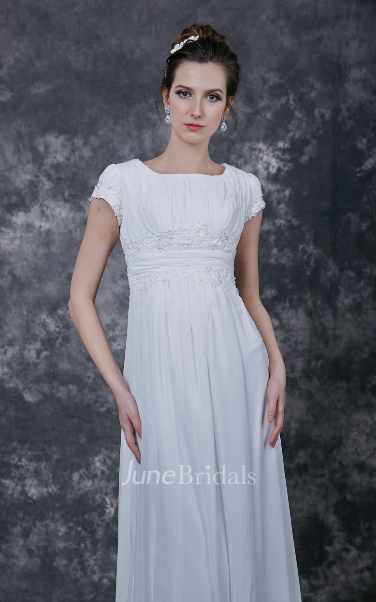 Simple Ruched Top With Lightweight Chiffon Skirt