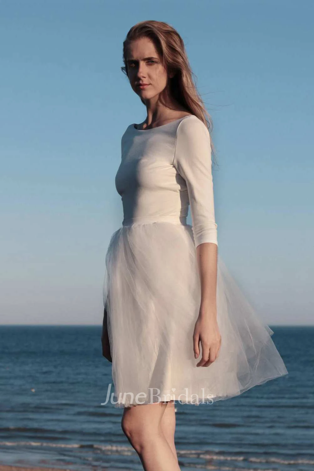 Short Mini Long Sleeve Tulle Wedding Dress