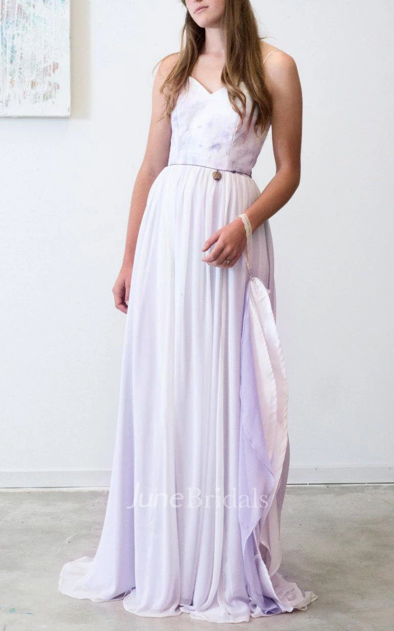 Dani Lilac Wedding Bohemian Princess Wedding With Hand Painted Bodice Sweet Heart Neckline Dress