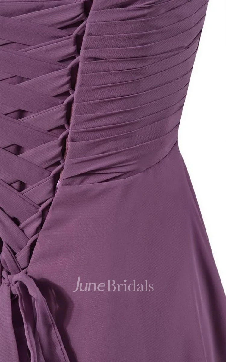 Floral Spaghetti Straps A-line Gown With Lace-up Back