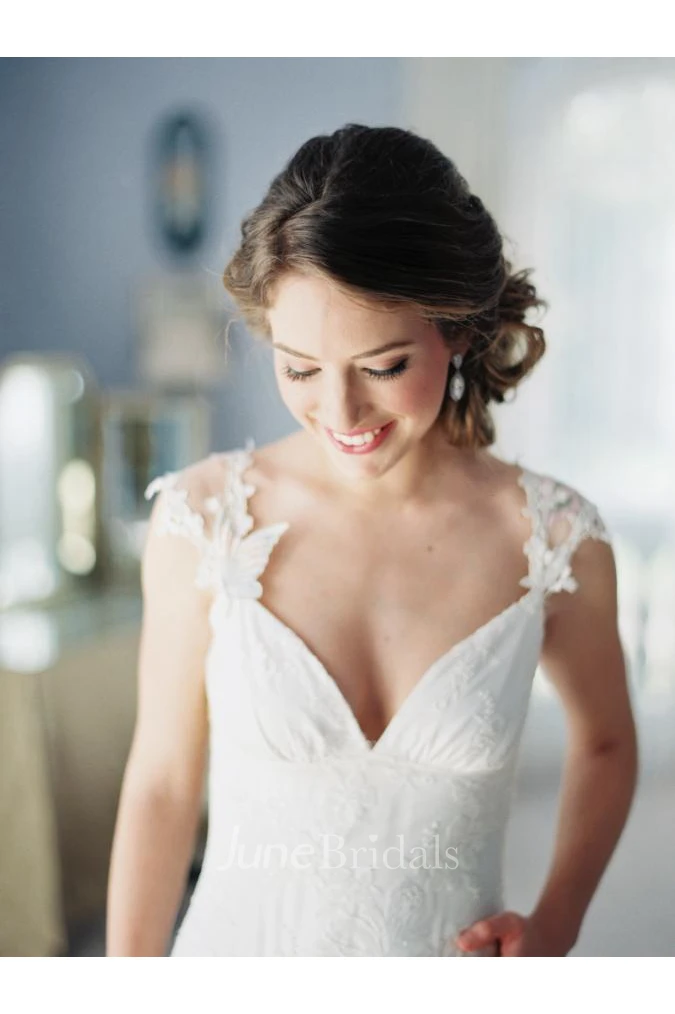 Newest Bodycon Cap Sleeve Wedding Dress V-neck Lace