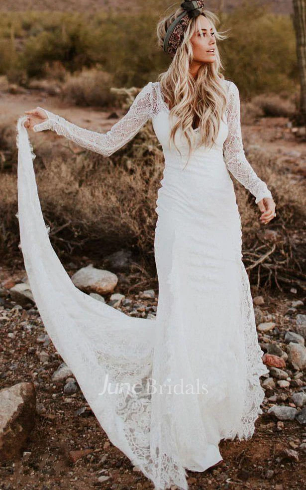 Vintage long sleeve wedding on sale gown