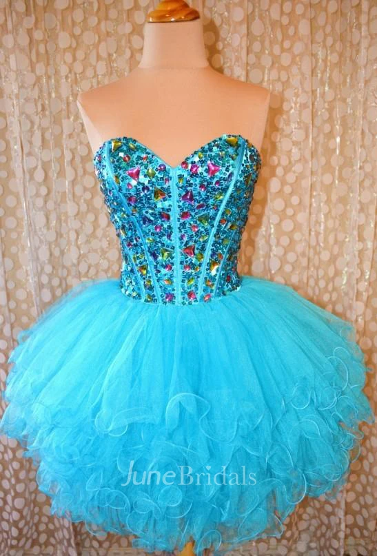 Sexy Mini Sweetheart Cocktail Dresses Organza Beadings Homecoming Gowns
