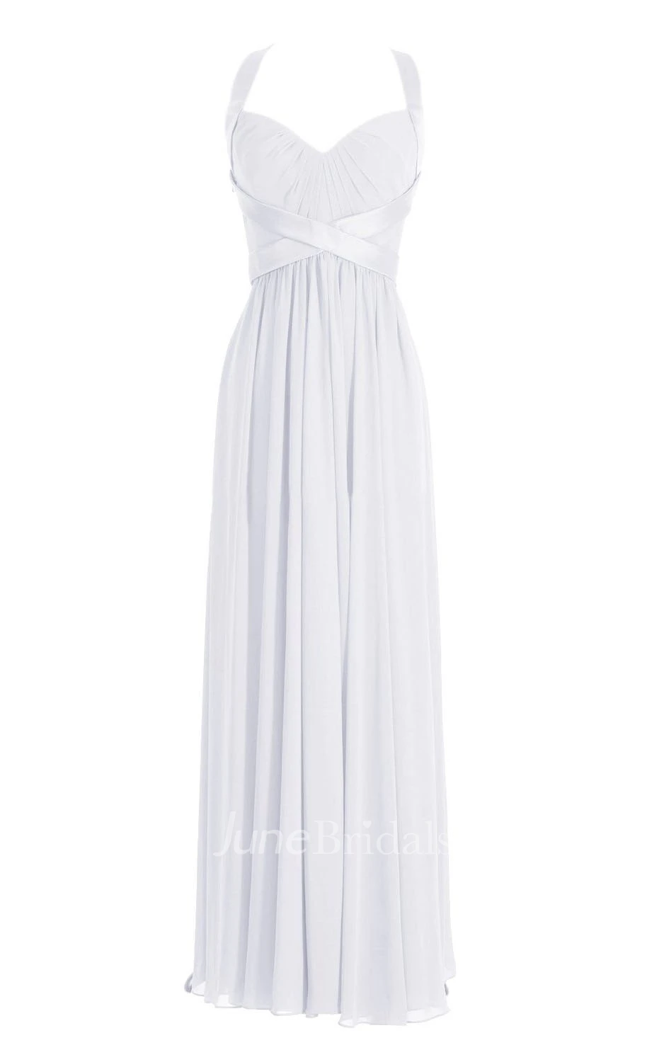 Sleeveless Ruched Bodice Long Pleated Chiffon Dress
