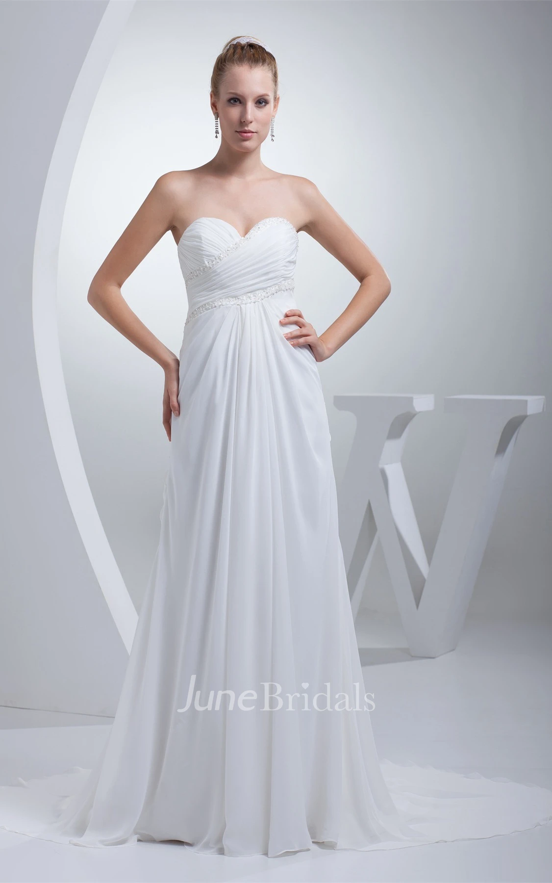 Sweetheart Criss-Cross Pleated Dress with Beading and Corset Back