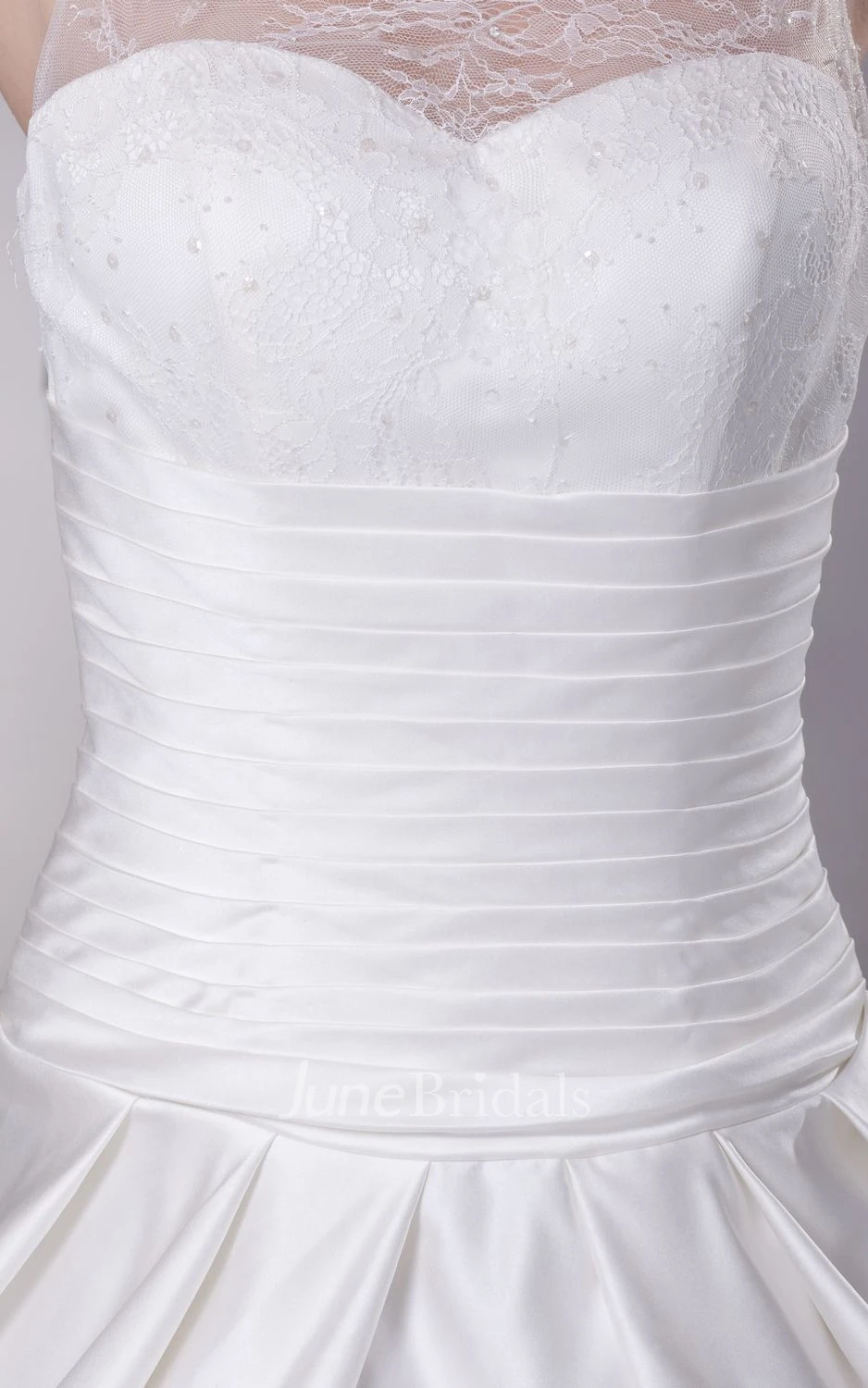 Bateau-Neck Sleeveless Satin A-Line Gown With Ruched Waist