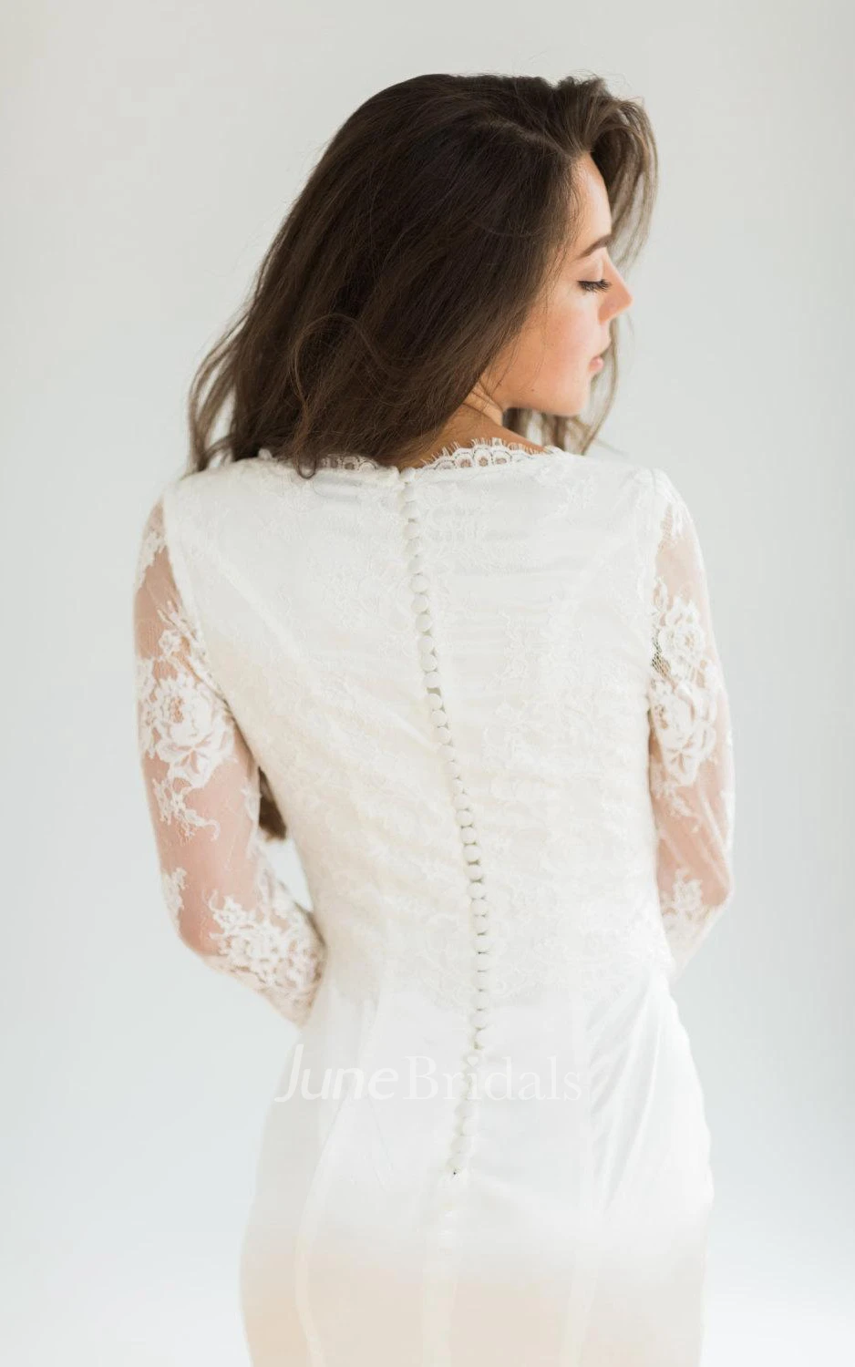 White Vintage Style Mermaid Wedding With Long Lace Sleeves Dress