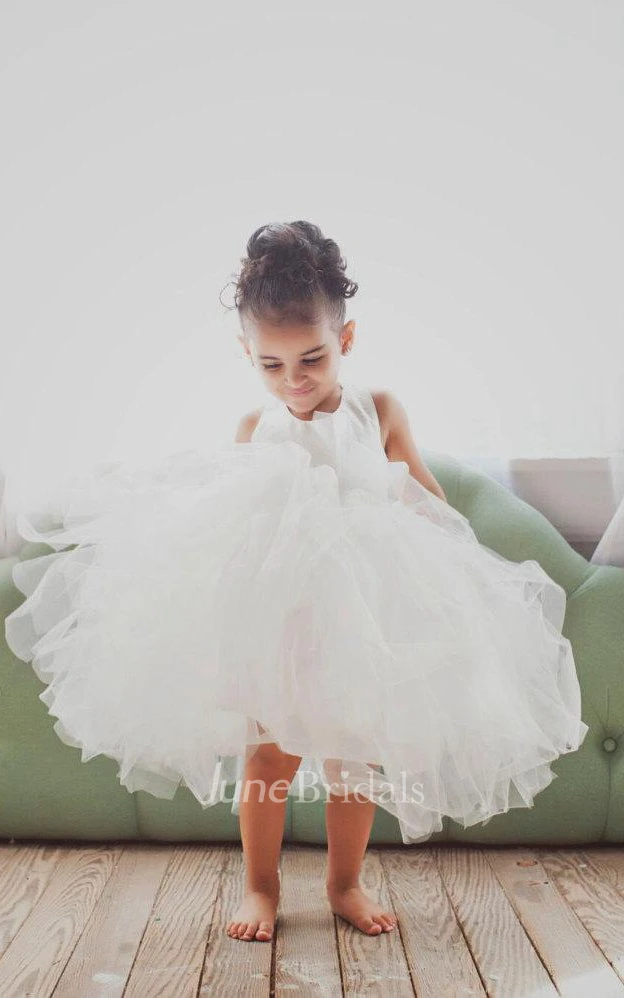 Stunning Ruffled Sleeveless Tulle Dress