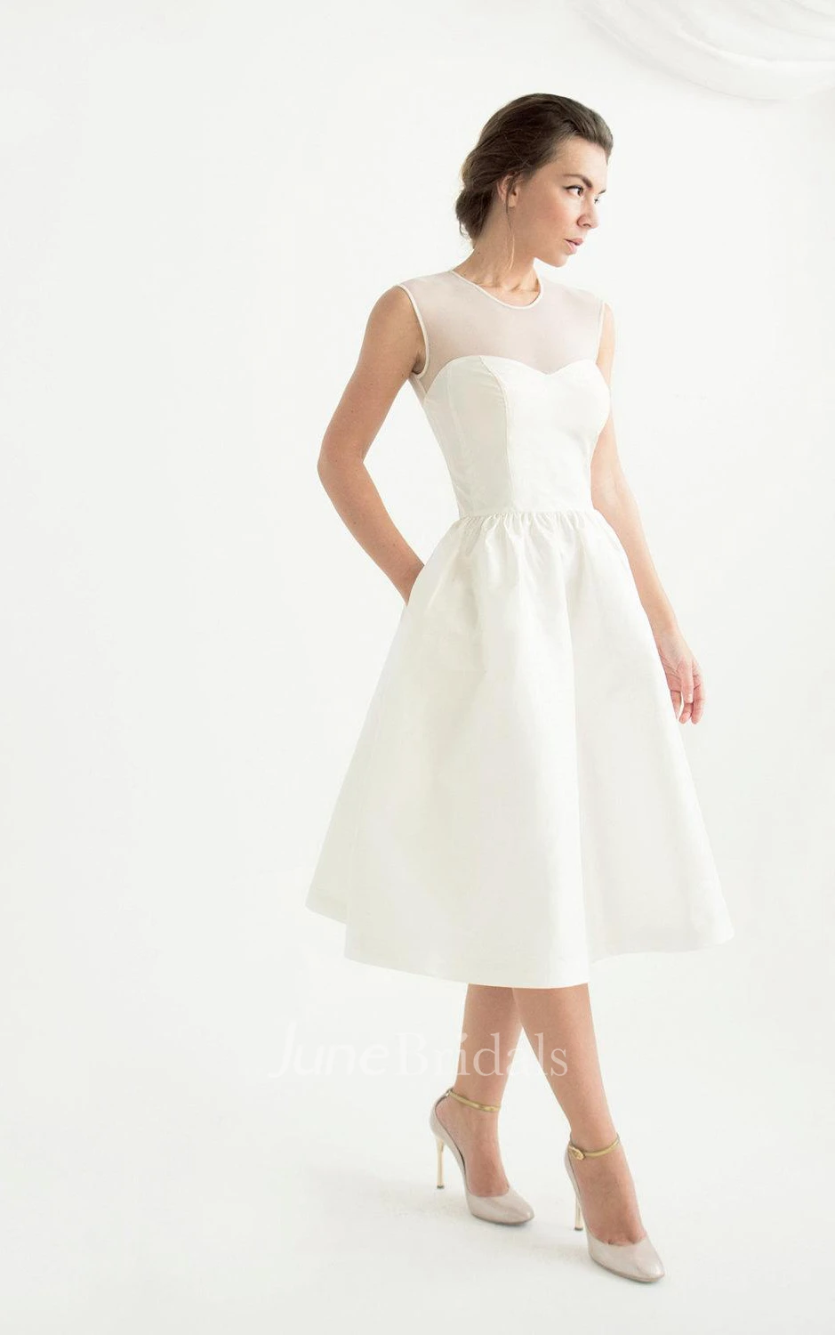 Sweetheart Sleeveless Sleeve Taffeta Dress With Zipper