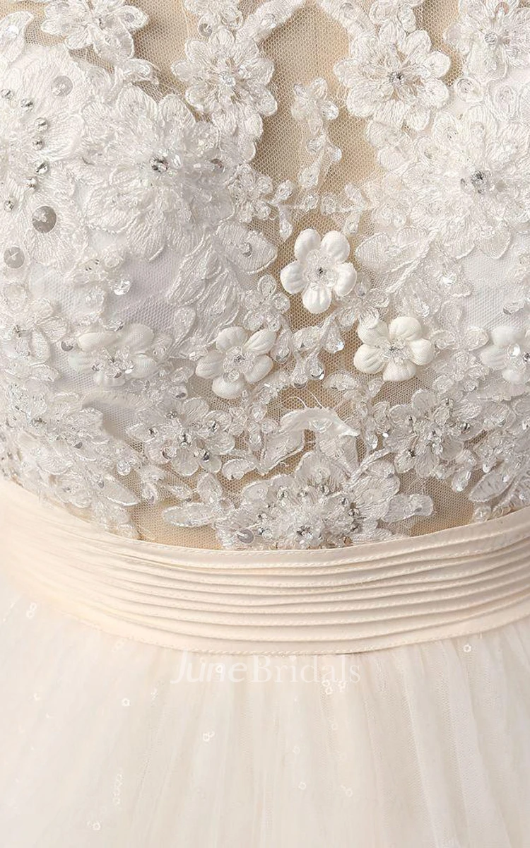 Ball Gown Court Train Lace Organza Weddig Dress