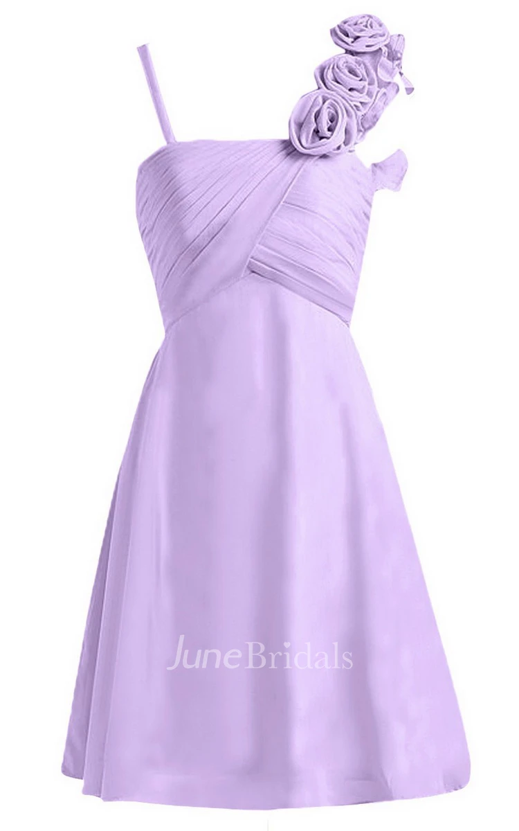 Spaghetti Straps Basque Waist Wedding Dress With 3D-Flower