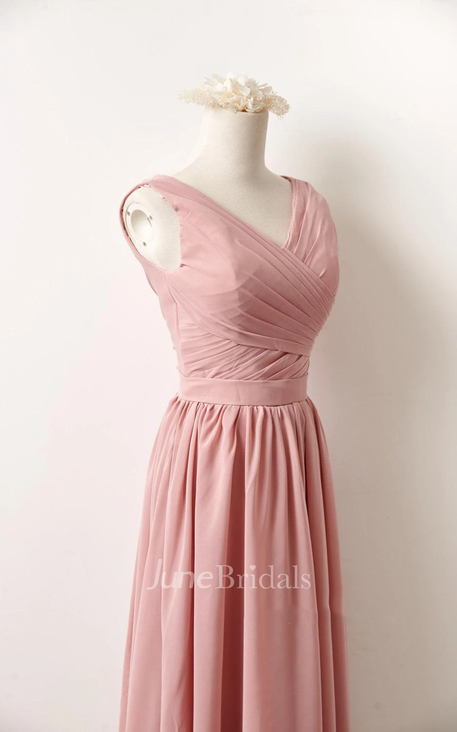 Short Maxi V-neck Chiffon Dress
