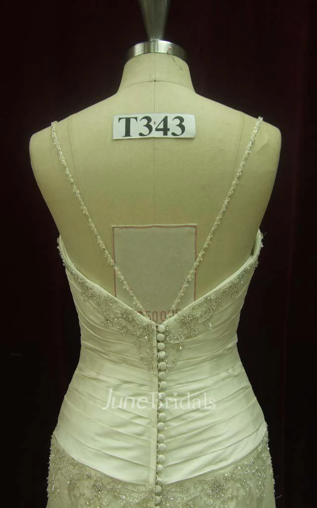 Strapped Lace Satin Weddig Dress With Beading