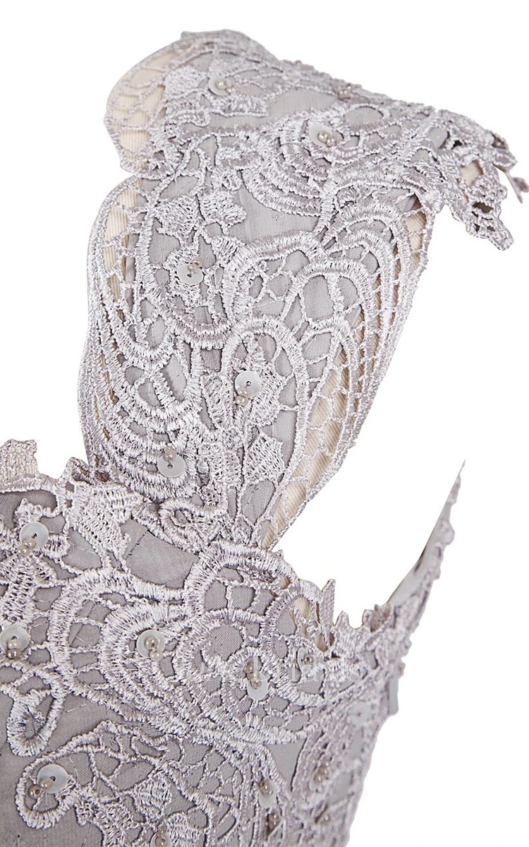 Cap-sleeve Sweetheart A-line Gown With Beaded Lace Appliques