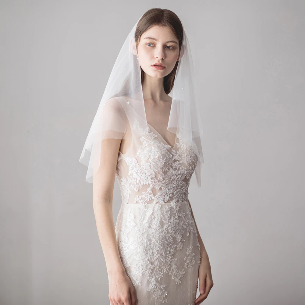 Two Tier Handmade Bridal Veils with Beads