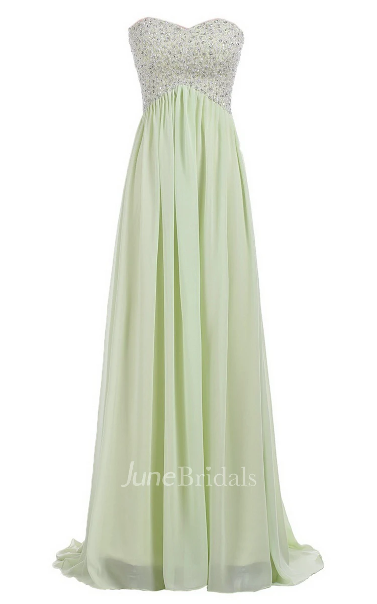 Sweetheart Empire Long Gown With Sequined Bodice