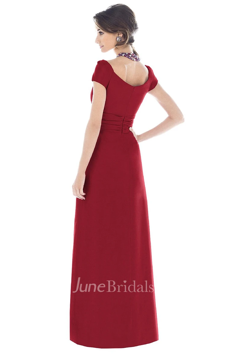 V-Neck A-Line Chic Gown With Short Sleeves