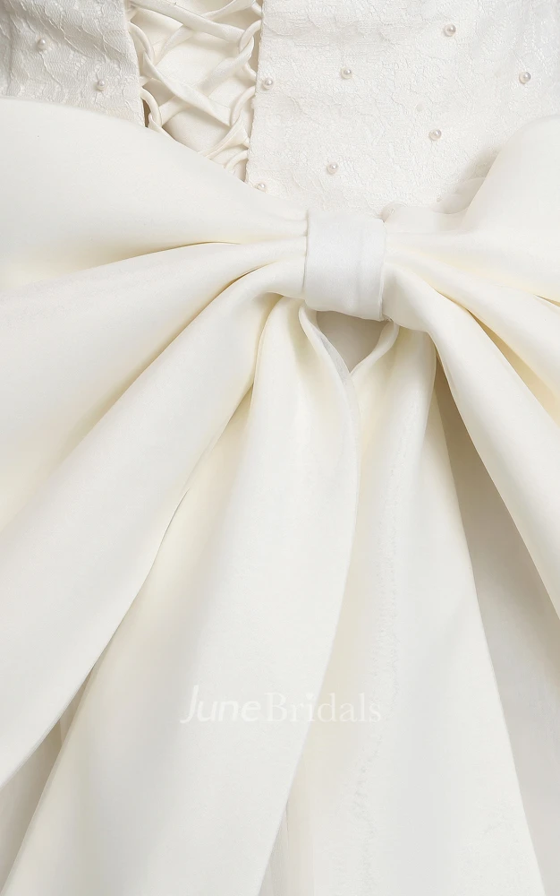 A-Line Sweetheart Sleeveless Princess Ball Gown With Bow And Corset Back