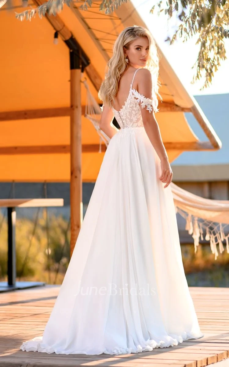 Sweetheart Wedding Dresses Off Shoulder Appliques Bridal Gowns High Side  Split