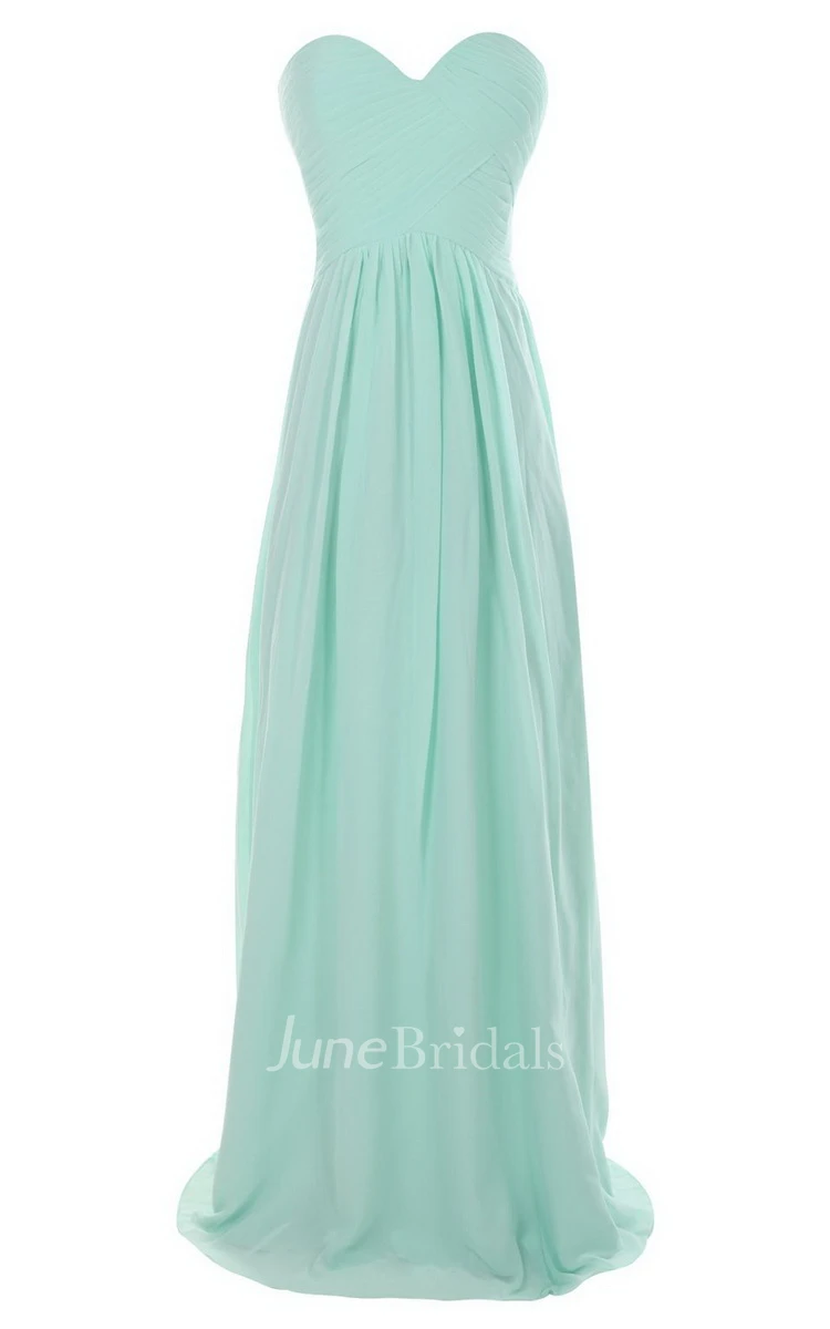 Sweetheart Long Chiffon Gown With Crisscross Ruching