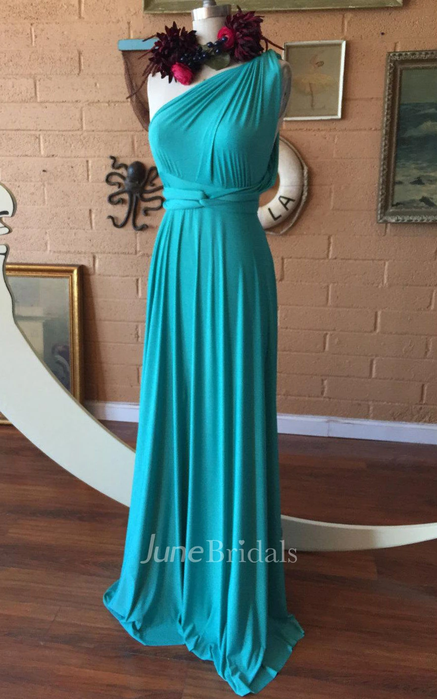 Pool Blue Satin Jersey Convertible Infinity Wrap Maternity Dress
