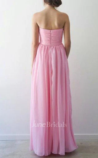Floor-length Strapless Chiffon Dress