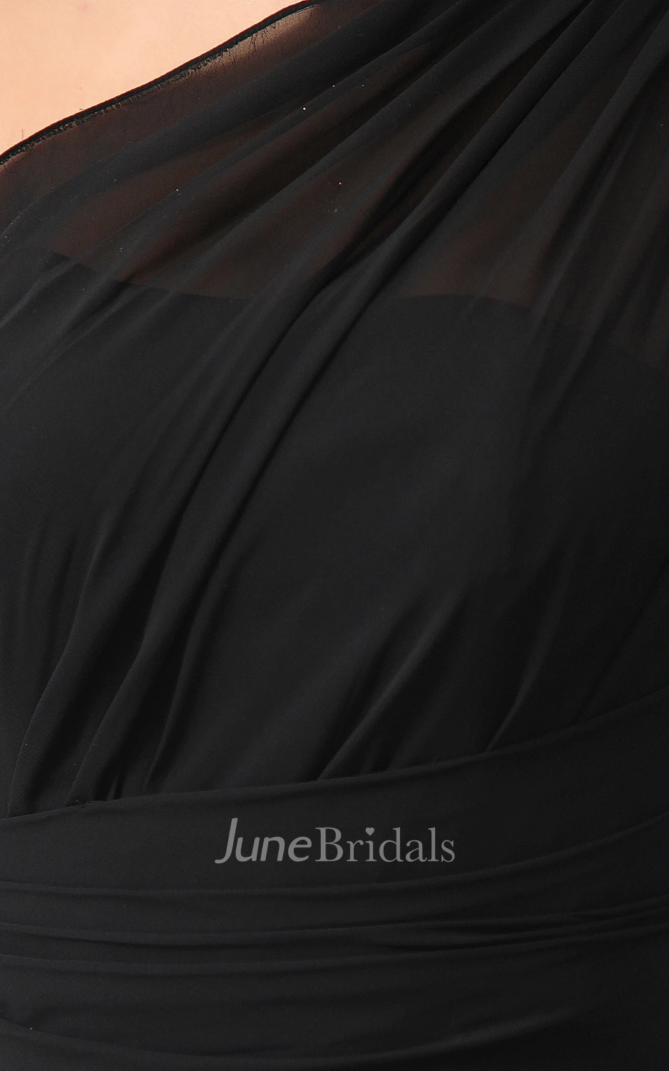 Unique Asymmetrical One-Shoulder Ankle-Length Dress With Ruching And Ruffle