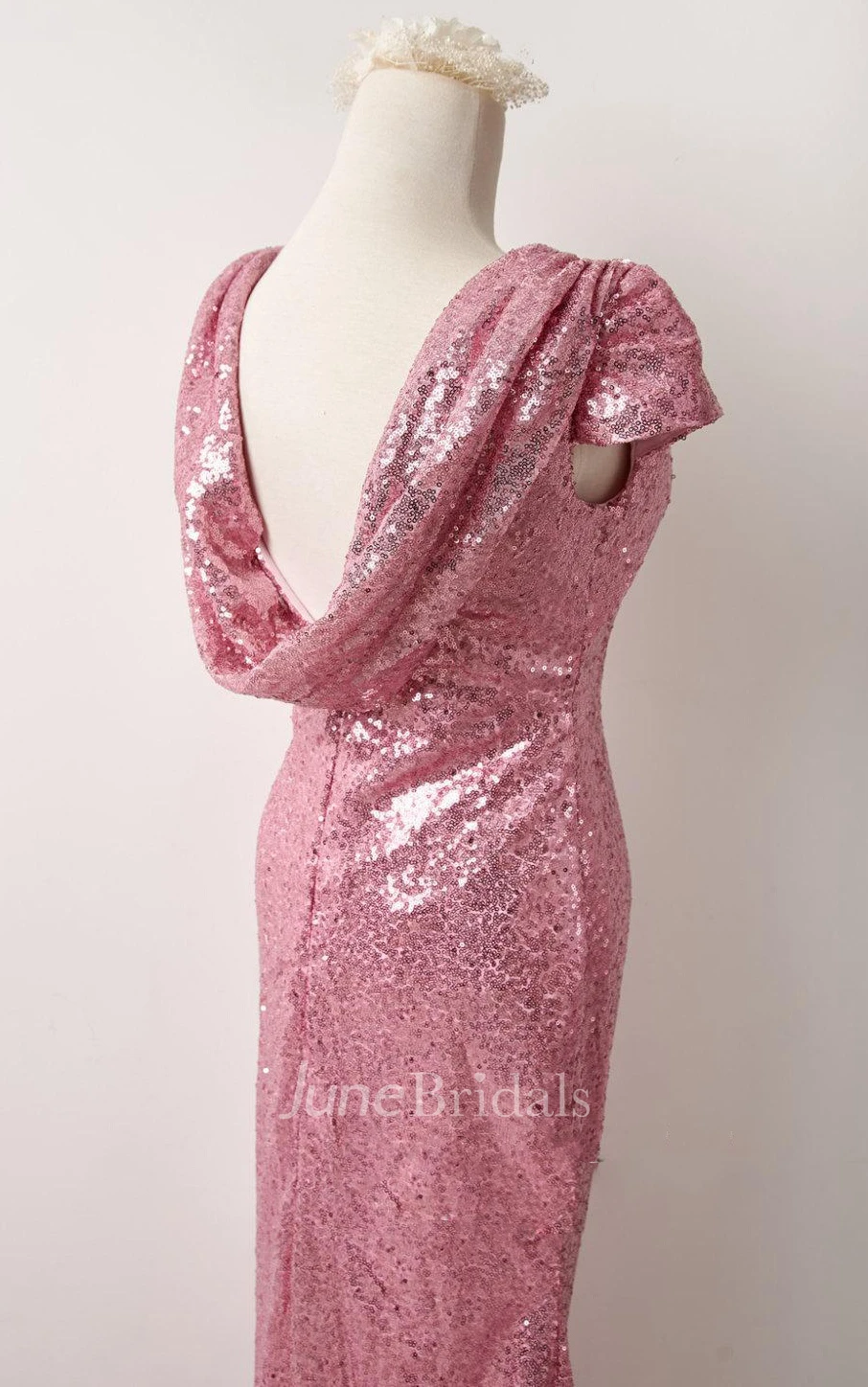 Rose Gold Sequin Prom Bridesmaid Short Sleeve Rose Gold Sequin Sexy Formal Elegant Evening Petit Bonheur Dress