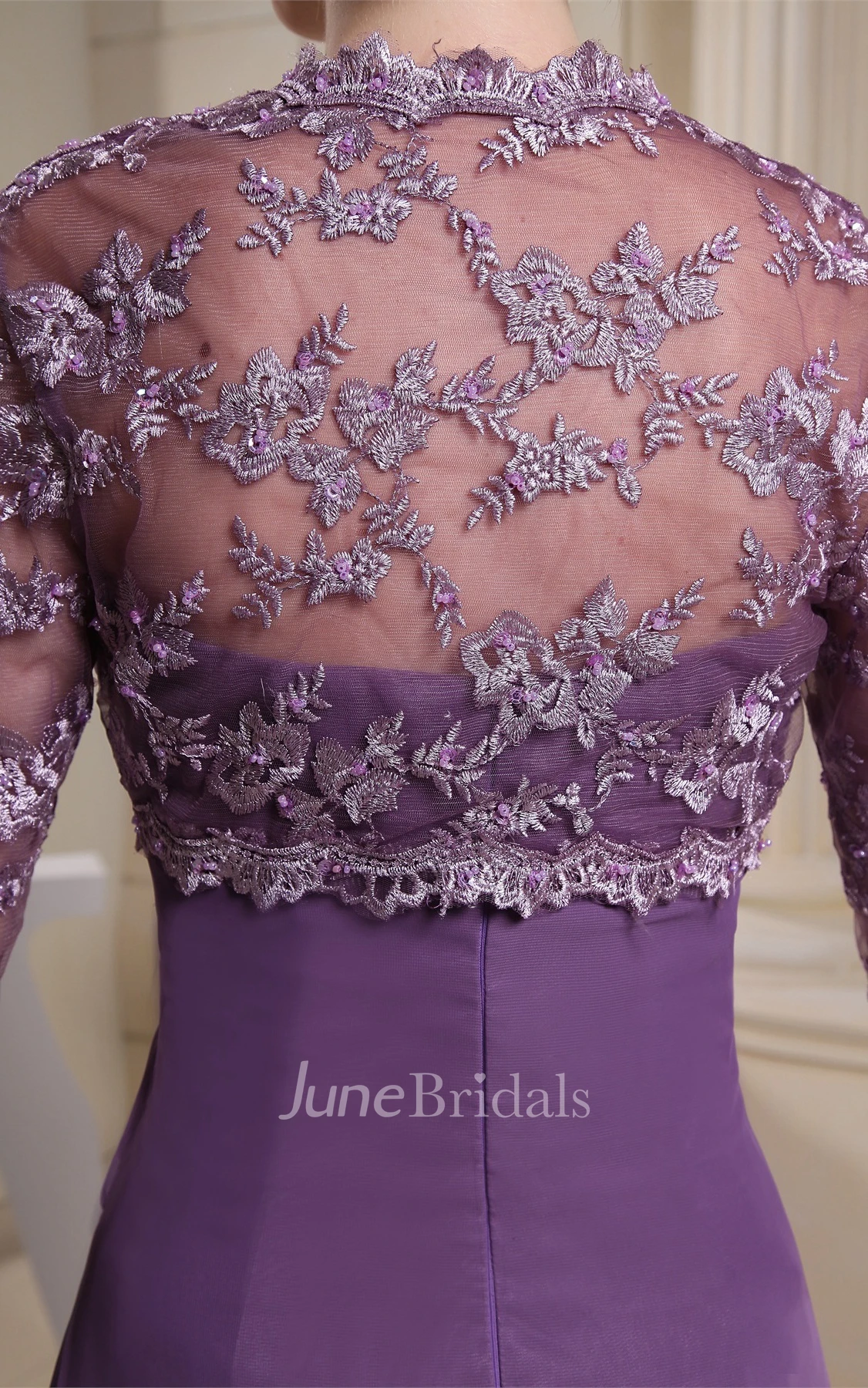 Ruched Sweetheart A-Line Floor-Length Dress with Detachable Scalloped Jacket