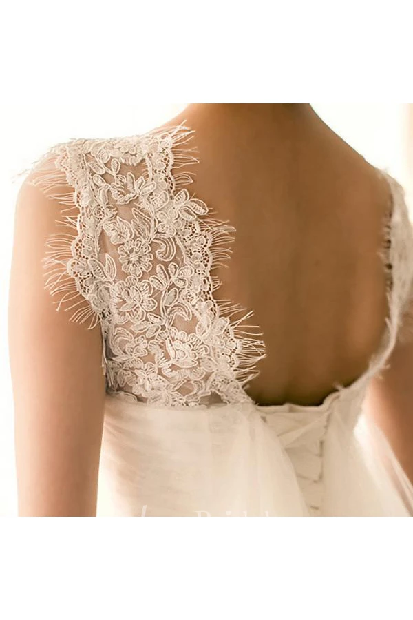 Gorgeous Sleeveless Lace Mermaid Wedding Dresses Tulle With Ruffles