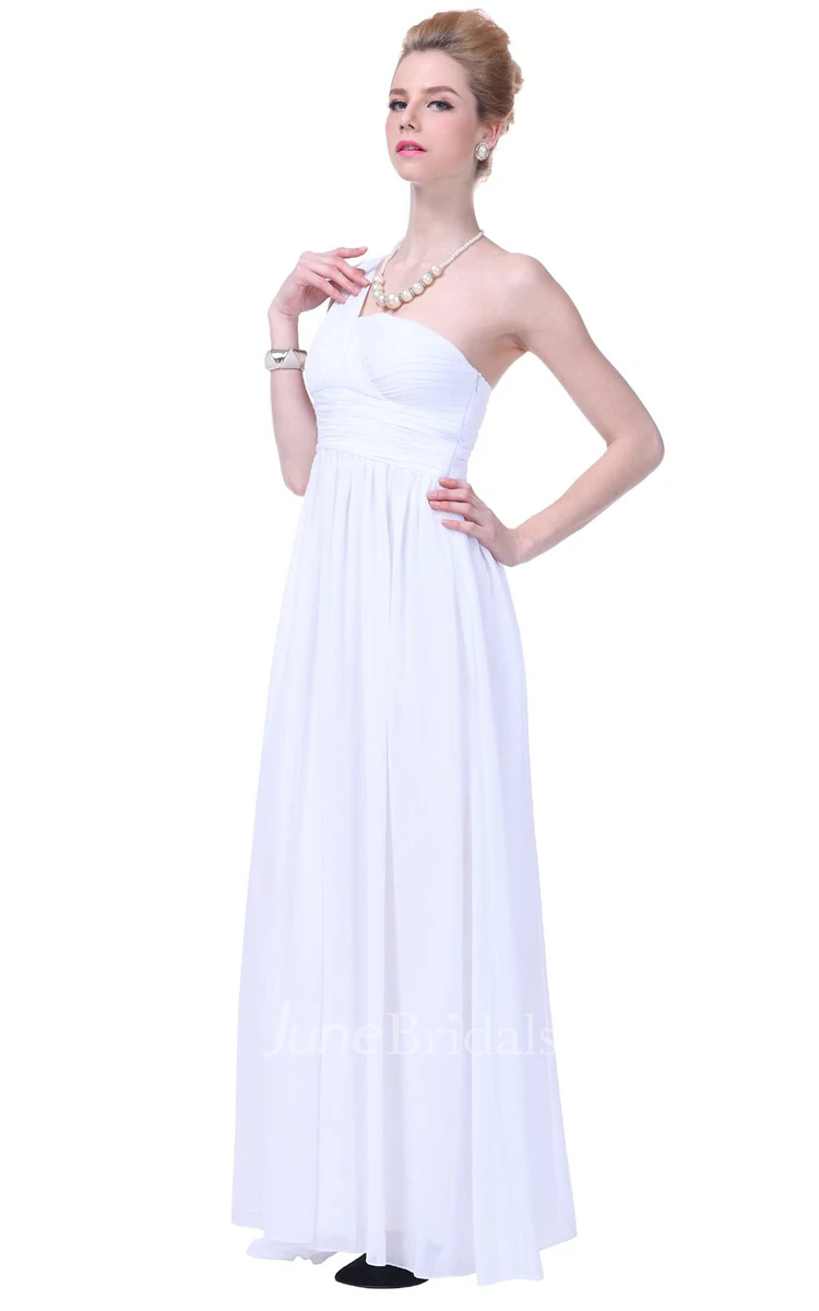One-shoulder Basque Waist Ruffle Chiffon Dress