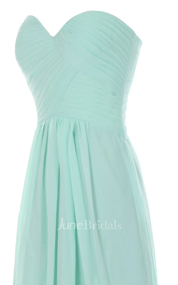 Sweetheart Long Chiffon Gown With Crisscross Ruching