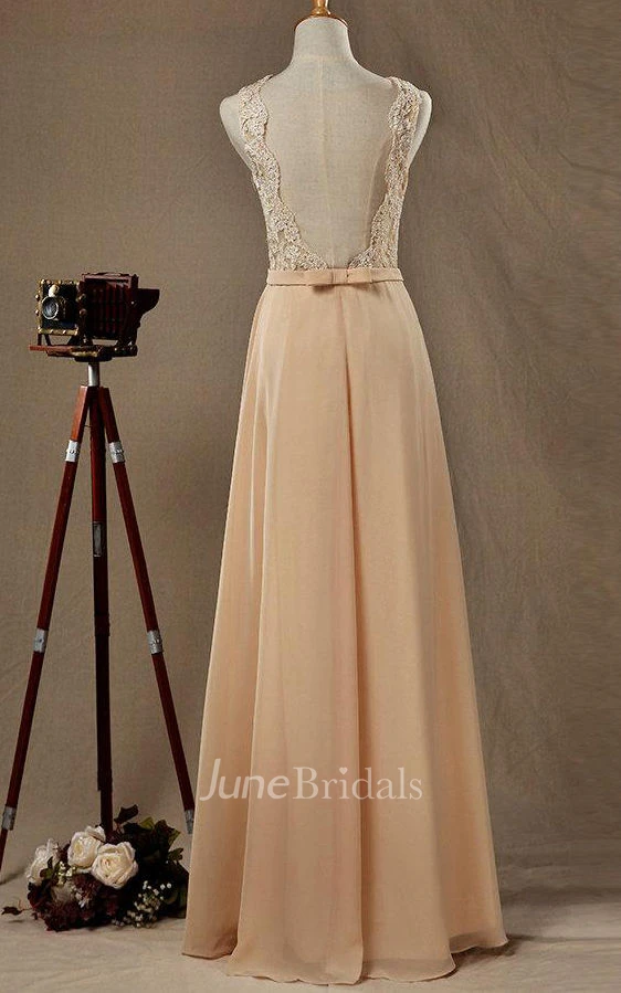 Illusion Lace Top Chiffon Bridesmaid Dress