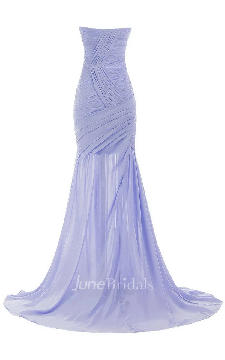 Sweetheart Sweep Train Gown With Ruching and Beading