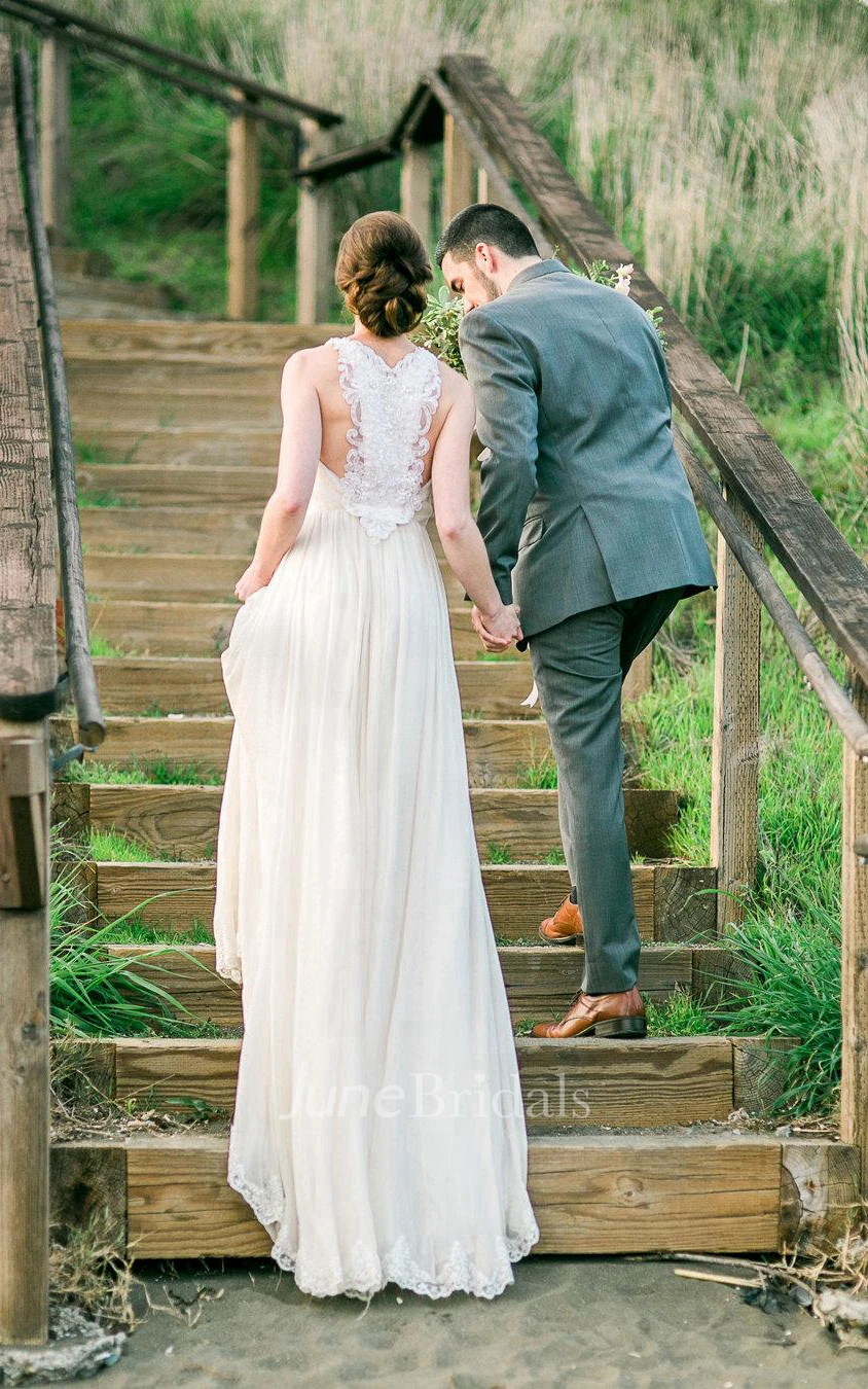 Boho Cowl Neck Sleeveless Long A-Line Chiffon Dress With Pleats