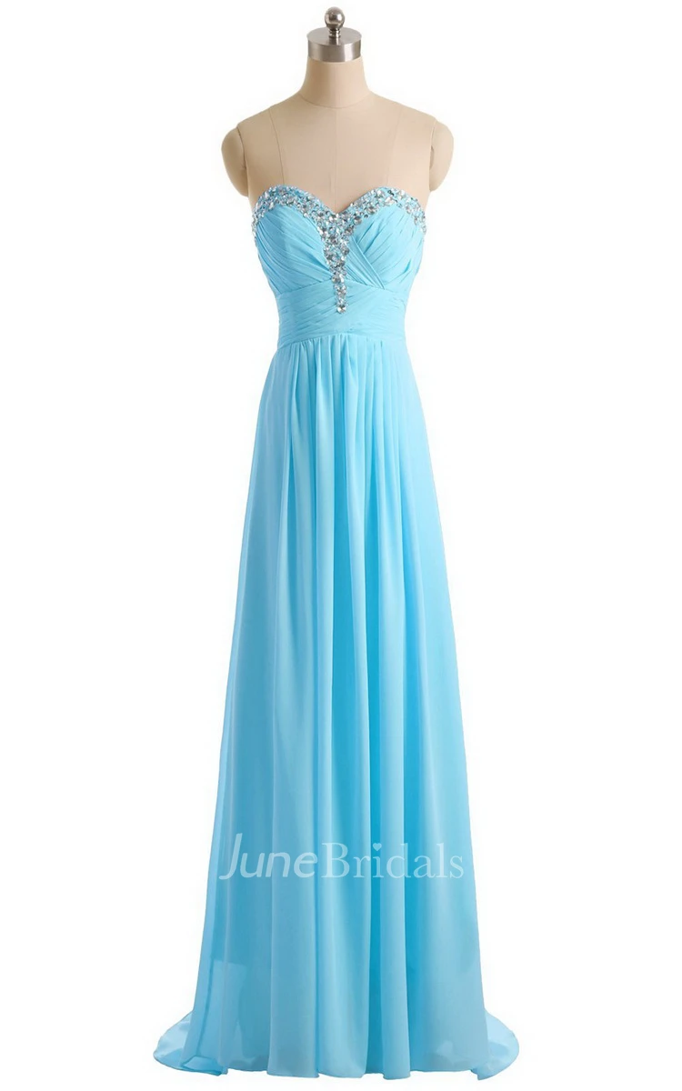 Sweetheart Crystal-beaded A-line Gown With Train