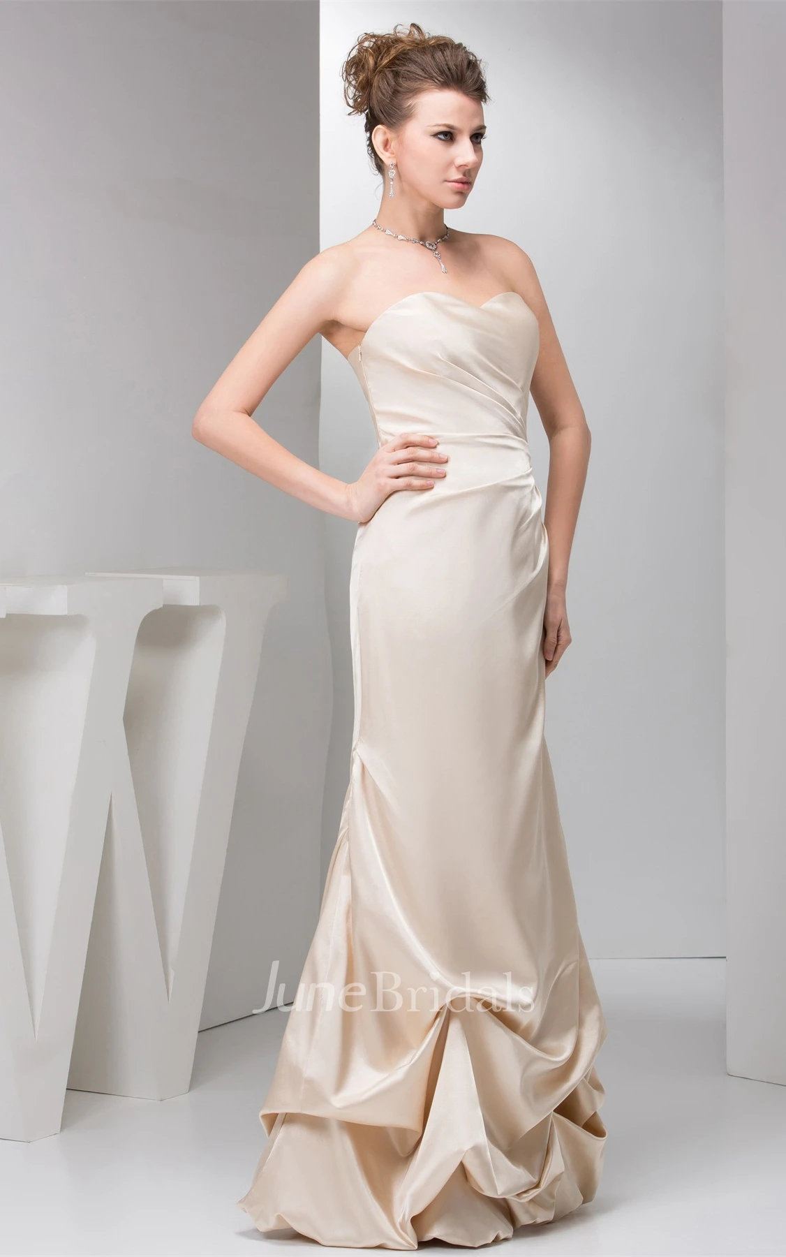 Sweetheart Side-Ruched A-Line Dress with Pick Up