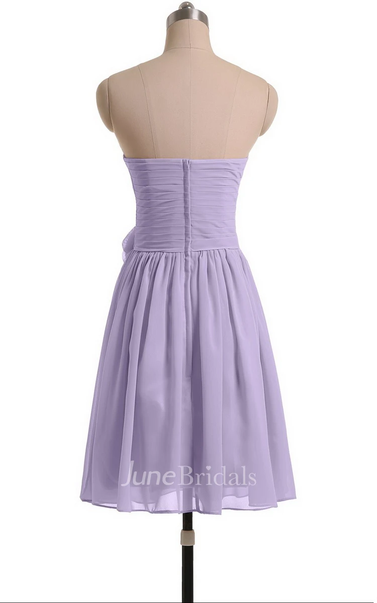 Sweetheart A-line Short Chiffon Dress With Flower