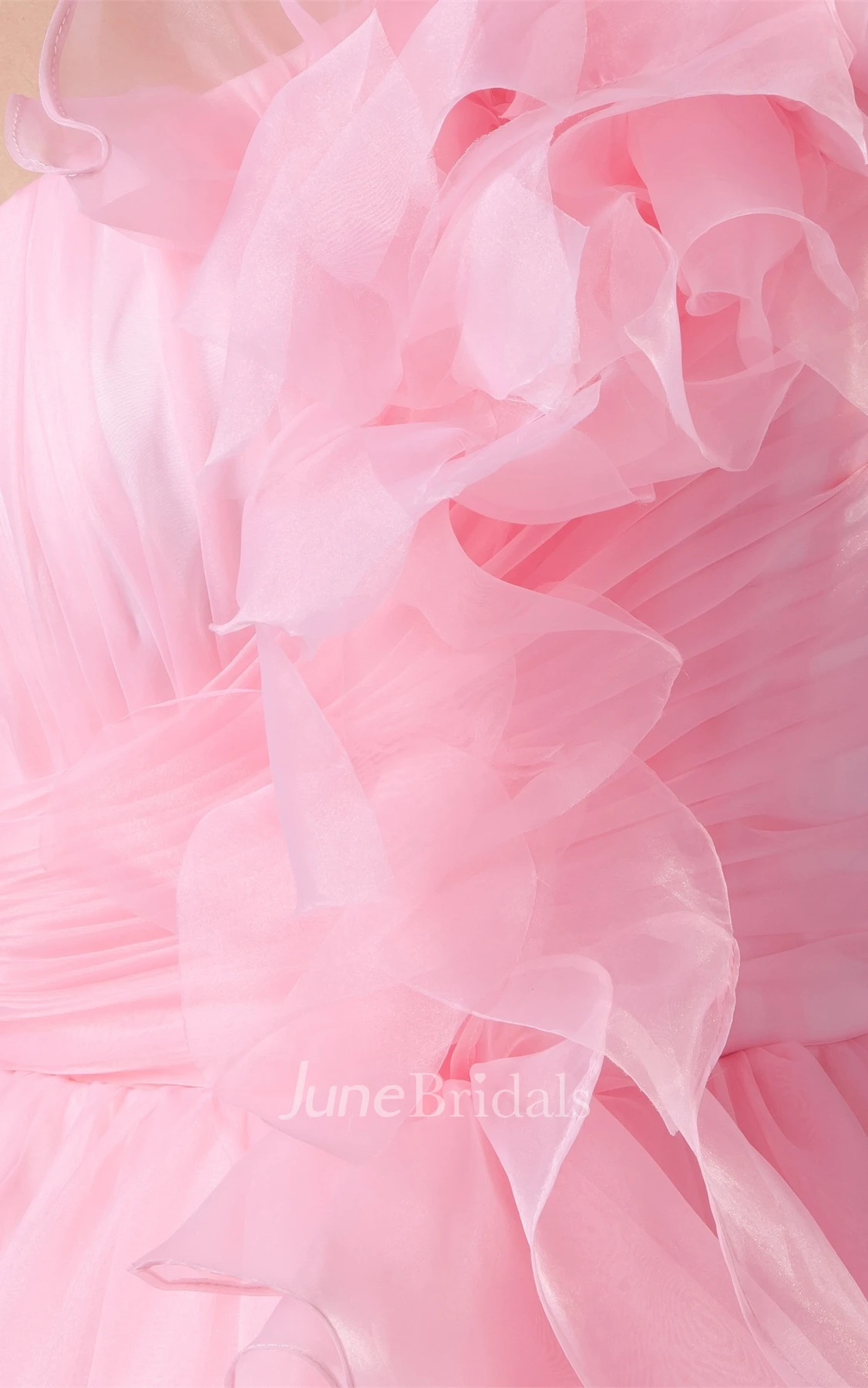 One-Shoulder Ruffled A-Line Dress with Tiers and Draping