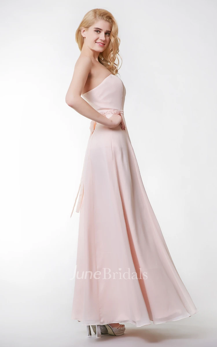 Strapless A-line Long Chiffon Dress With Removable Wrap