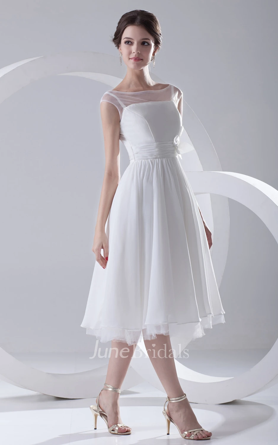 Lavish Illusion Sweet Chiffon Pleated Short Dress With Bow